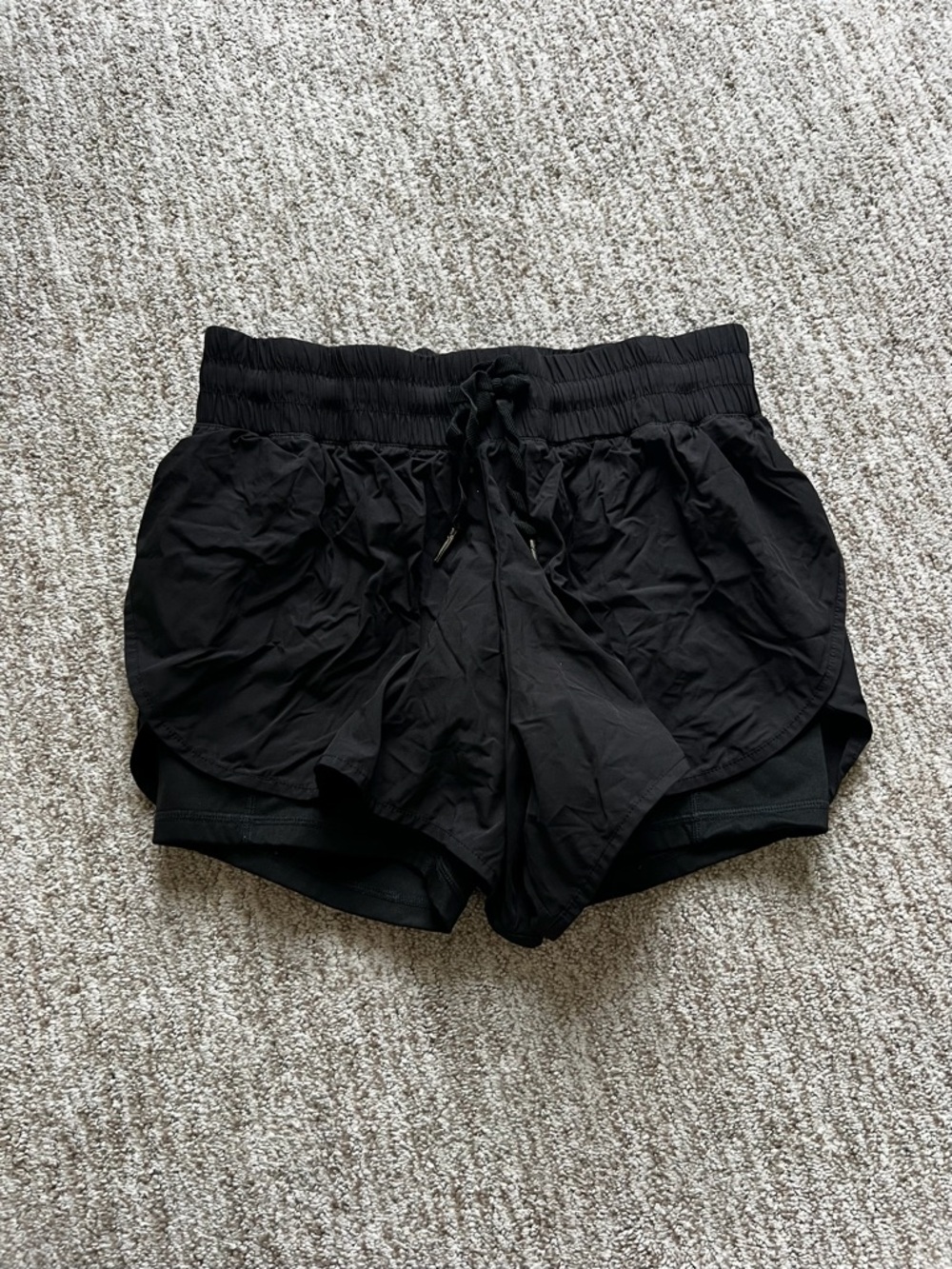 Ododos Black Women's Layered Athletic Shorts
